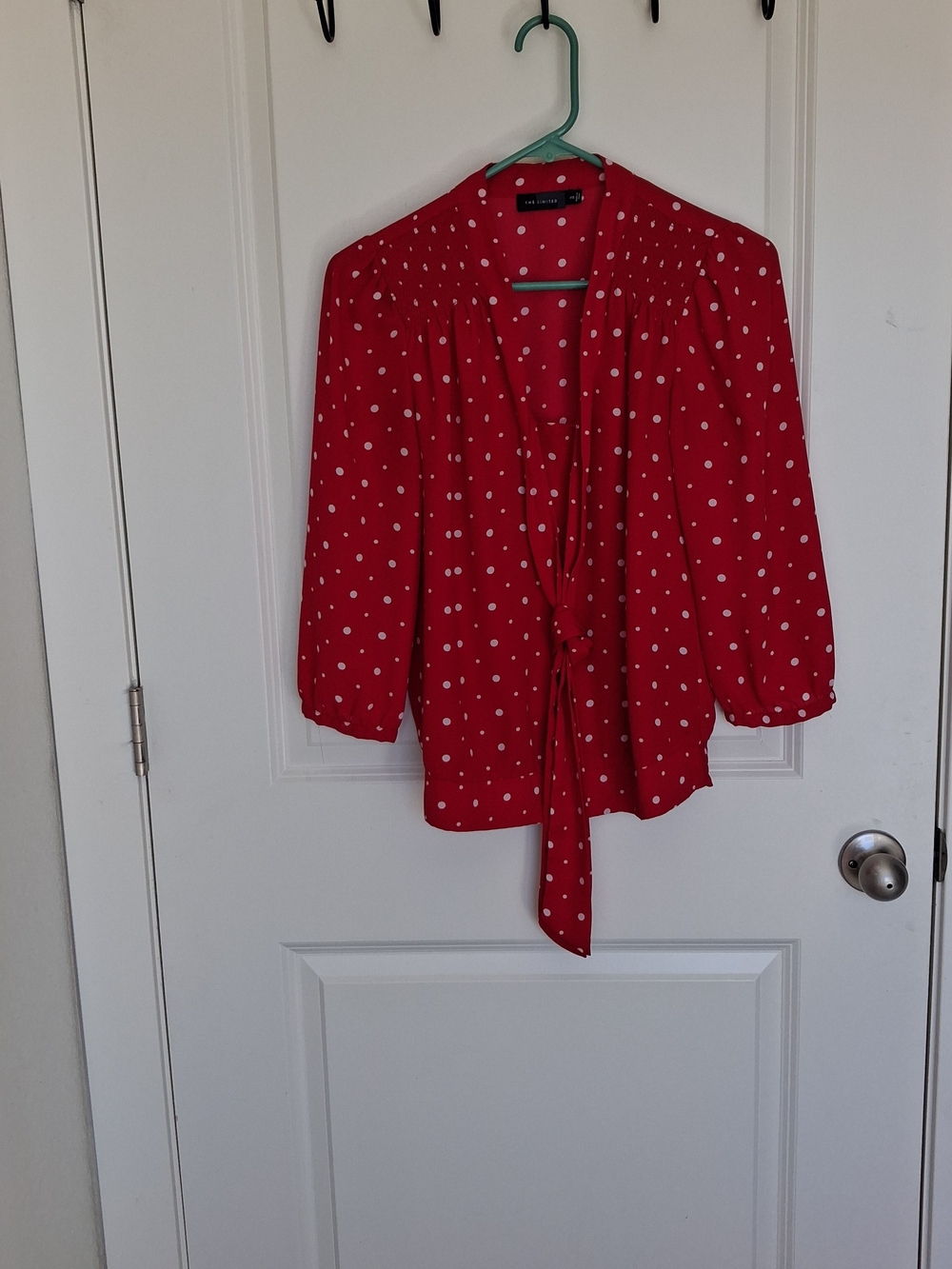 The Limited Red Polka Dot Tie-Neck Blouse – Size Xs